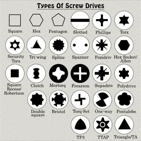 screw head type chart